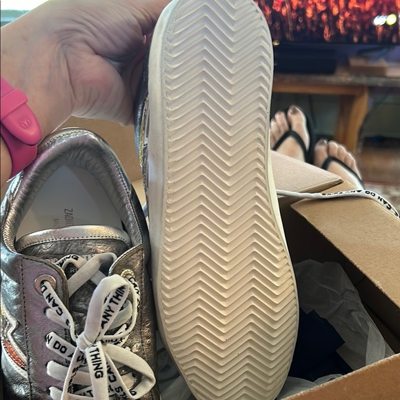 Zadig and Voltaire White and Silver Flash Ace Sneakers. - Picture 6 of 13